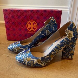 Tory Burch Elizabeth Brocade Block Heel Pumps